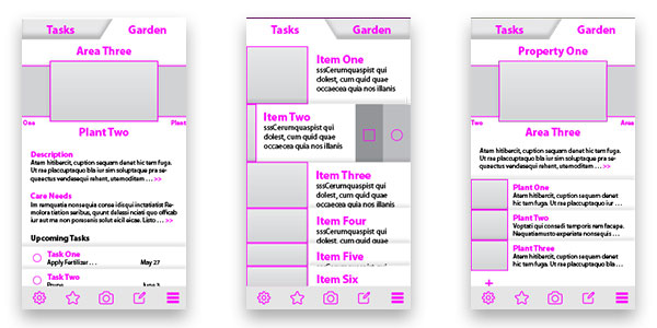 Garden App Wireframes